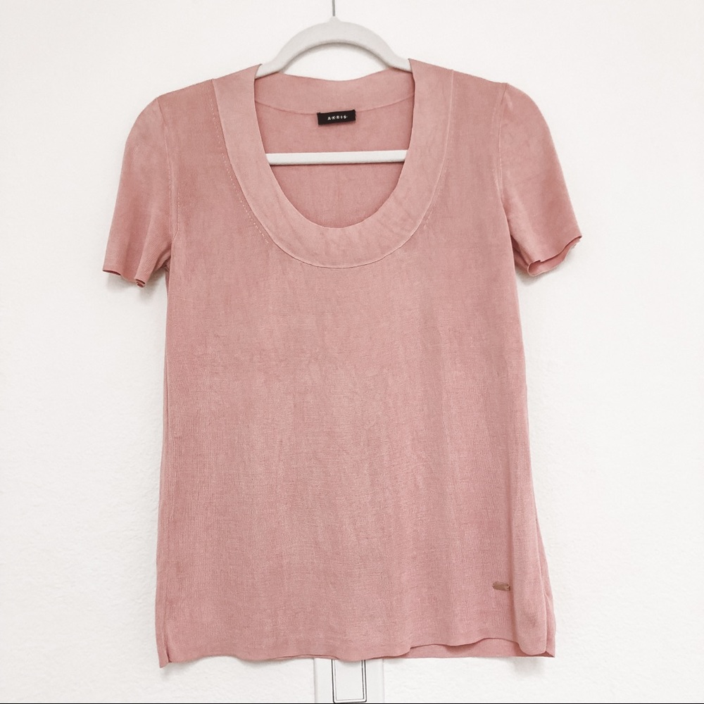 Akris Scoop Neck 100% Seide Silk Pullover Top